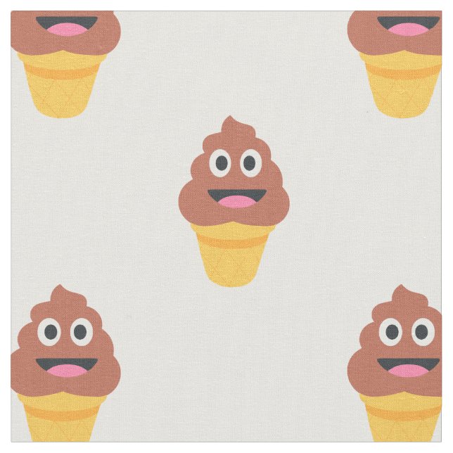 ice cream cone poo emoji fabric (Close Up)