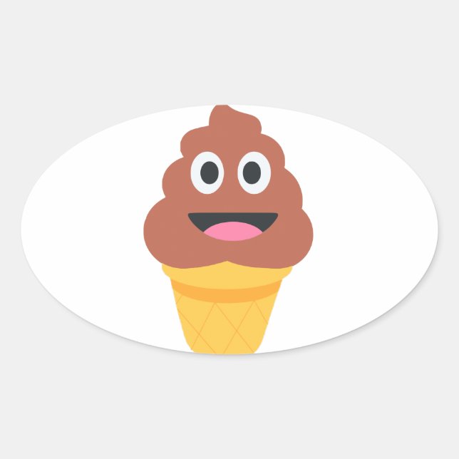 ice cream cone poo emoji oval sticker (Front)