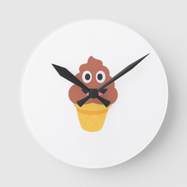 ice cream cone poo emoji round clock (Front)