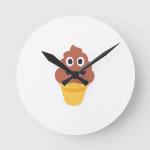 ice cream cone poo emoji round clock