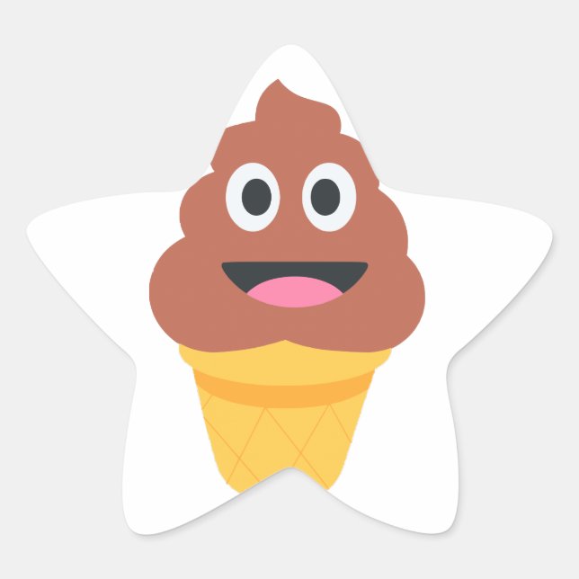 ice cream cone poo emoji star sticker (Front)