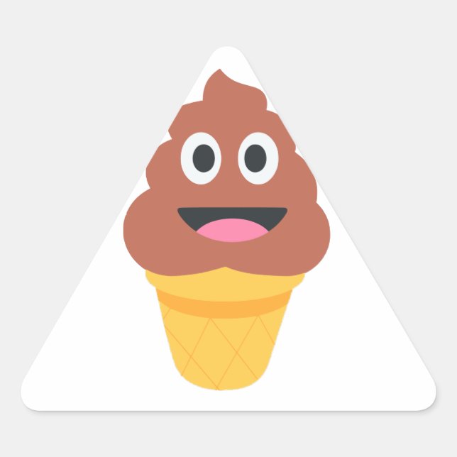 ice cream cone poo emoji triangle sticker (Front)