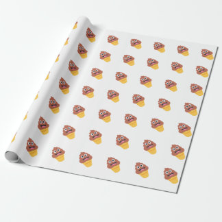 ice cream cone poo emoji wrapping paper
