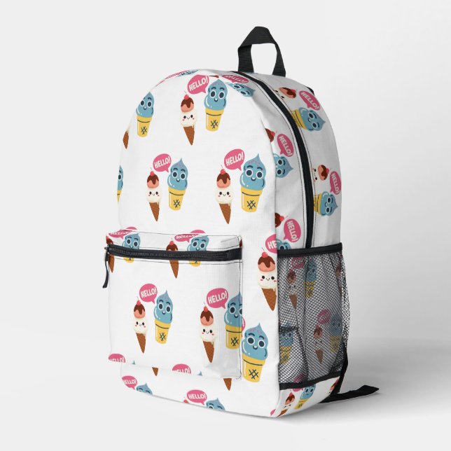 ice cream cone printed backpack (Back Corner Right)