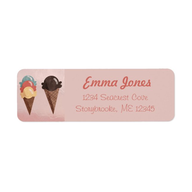 Ice Cream Cone Return Address Label (Front)