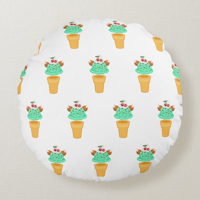 ice cream cone round cushion (Front)