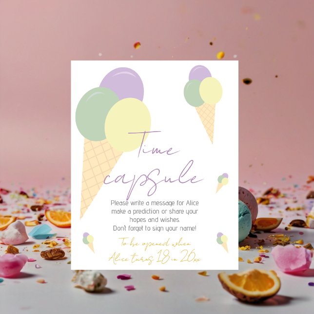 Ice Cream Cone Scoop  Birthday Party Time Capsule Poster (Creator Uploaded)
