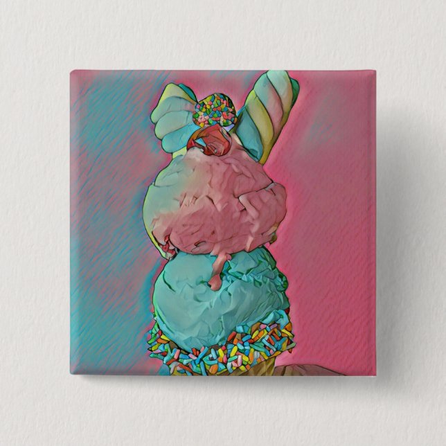 Ice cream cone sprinkles 15 cm square badge (Front)