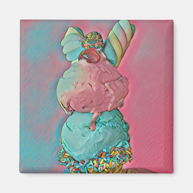 Ice cream cone sprinkles magnet (Front)