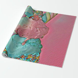 Ice cream cone sprinkles wrapping paper