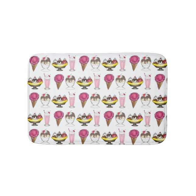 Ice Cream Cone Sundae Shake Banana Split Bath Mat (Front)