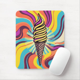 Ice Cream Cone Swirl Pop Art Mouse Pad