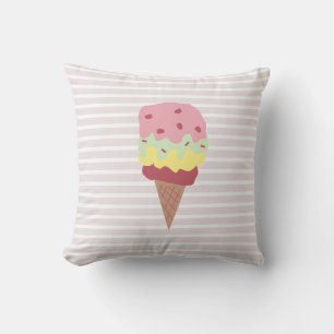 Ice Cream Cone Throw Pillow