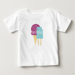 Ice-cream Cone Toddler Personalised Custom Name Baby T-Shirt