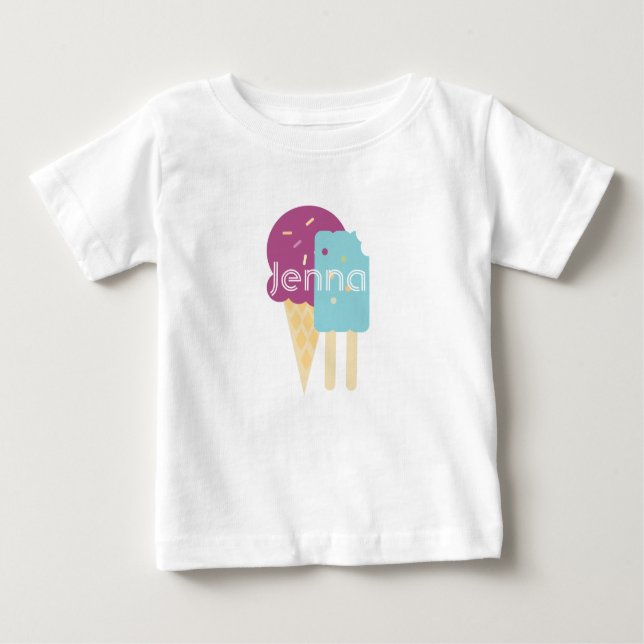 Ice-cream Cone Toddler Personalised Custom Name Baby T-Shirt (Front)