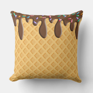 Ice Cream Cone With Chocolate Frosting & Sprinkles Cushion