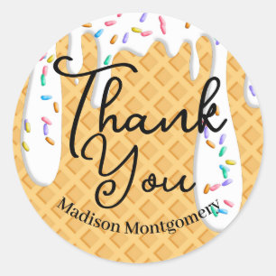 Ice Cream Cone With Vanilla Frosting & Sprinkles Classic Round Sticker