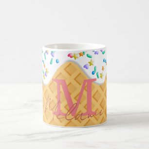 Ice Cream Cone With Vanilla Frosting & Sprinkles Coffee Mug