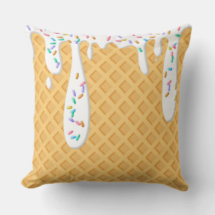 Ice Cream Cone With Vanilla Frosting & Sprinkles Cushion
