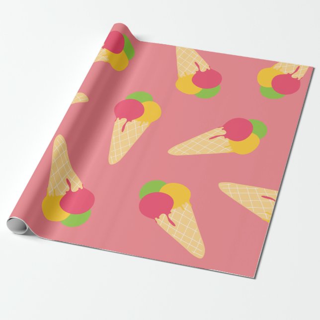 Ice Cream Cone Wrapping Paper (Unrolled)