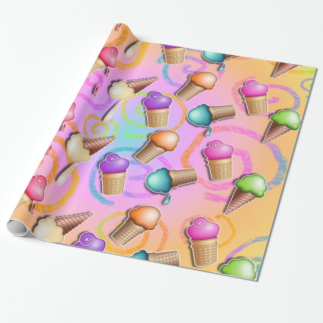 ICE CREAM CONE WRAPPING PAPER (Unrolled)