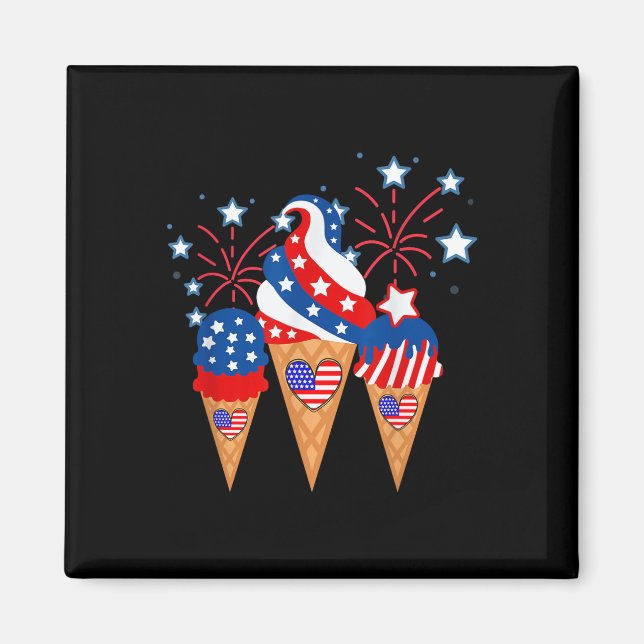 Ice Cream Cones 4th Of July Holiday Patriotic Magnet (Front)