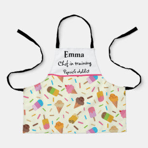 Ice cream cones and popsicles chef in training  apron