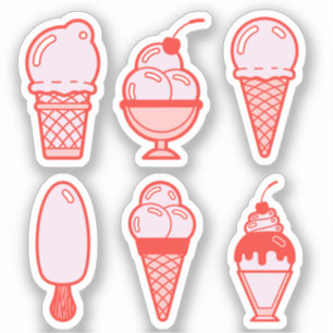 Ice Cream cones and sundaes stickers 