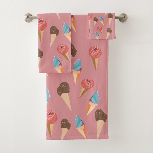 Ice cream cones bath towel set (Insitu)