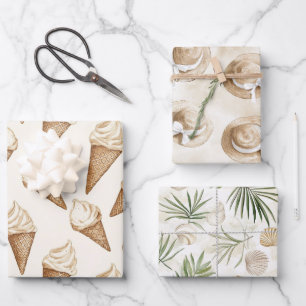 Ice Cream Cones Beach Birthday Wrapping Paper Sheet