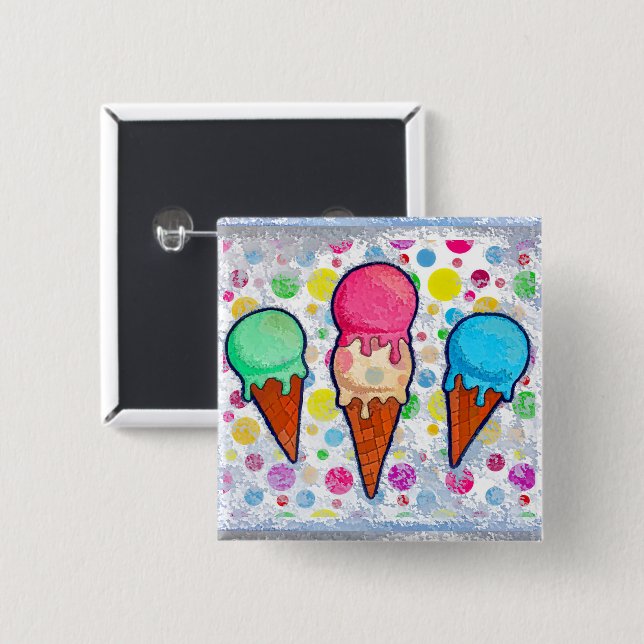 Ice Cream Cones Button (Front & Back)