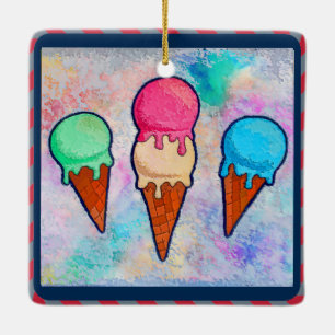 Ice Cream Cones Ceramic Ornament