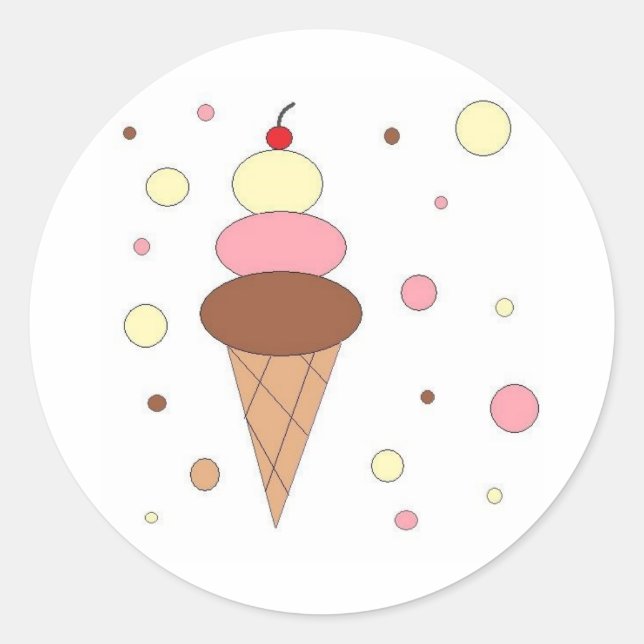Ice Cream Cones Classic Round Sticker (Front)