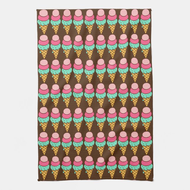 Ice Cream Cones Cute Kitchen Towel (Vertical)