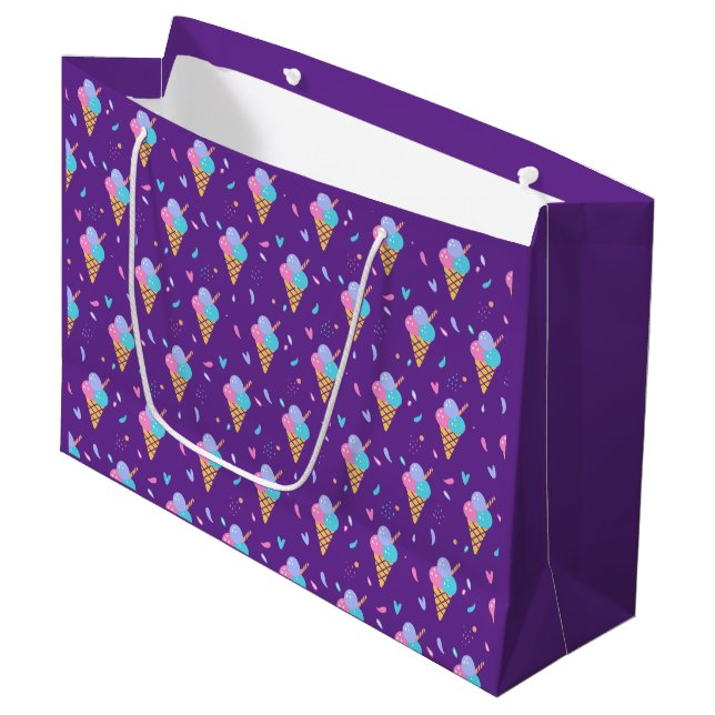 Ice Cream Cones Design  Large Gift Bag (Front Angled)