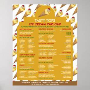 Ice Cream Cones, Ice Cream Parlour Menu Poster