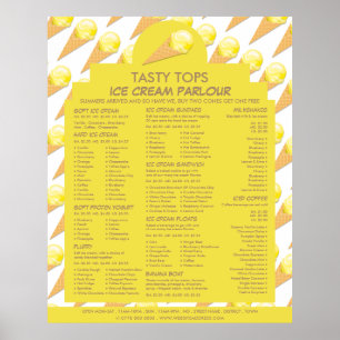 Ice Cream Cones, Ice Cream Parlour Menu Poster