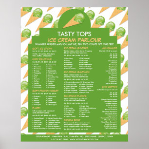 Ice Cream Cones, Ice Cream Parlour Menu Poster