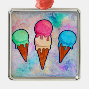 Ice Cream Cones Metal Ornament