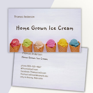 Ice Cream Cones on Blue, Modern Business Card