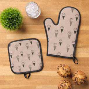 Ice Cream Cones Oven Mitt & Pot Holder Set
