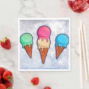 Ice Cream Cones Paper Napkin