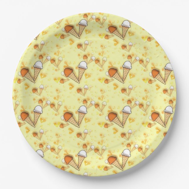 Ice Cream Cones Paper Plate (Front)
