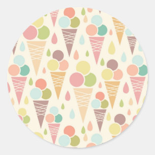 Ice cream cones pattern classic round sticker