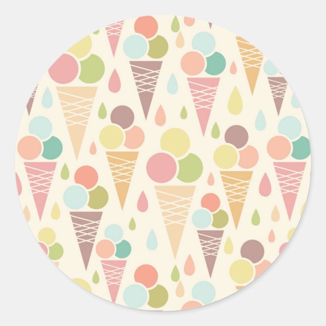 Ice cream cones pattern classic round sticker (Front)