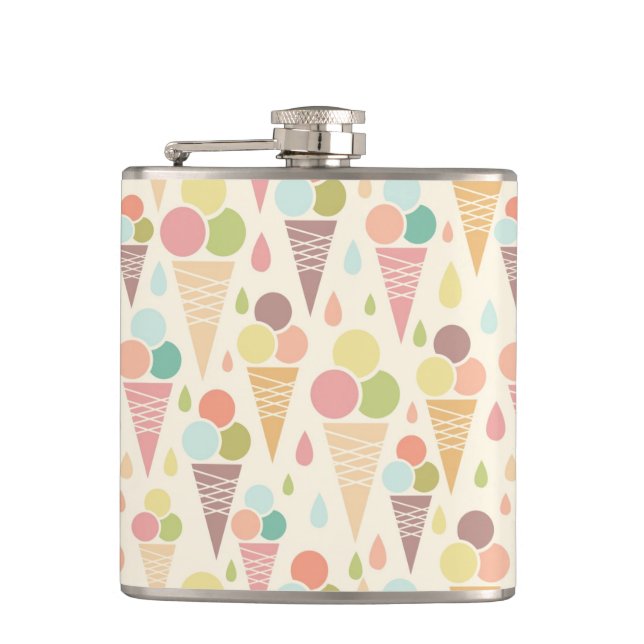 Ice cream cones pattern hip flask (Front)
