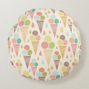 Ice cream cones pattern round cushion