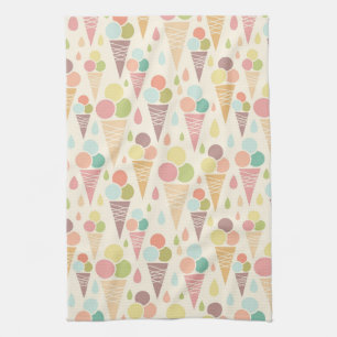Ice cream cones pattern tea towel