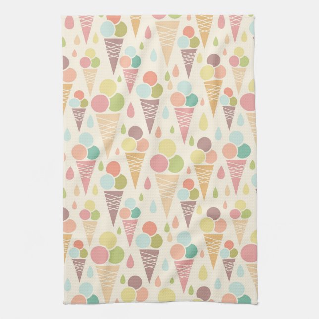 Ice cream cones pattern tea towel (Vertical)