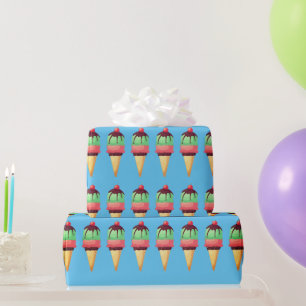 Ice Cream Cones Pattern Wrapping Paper